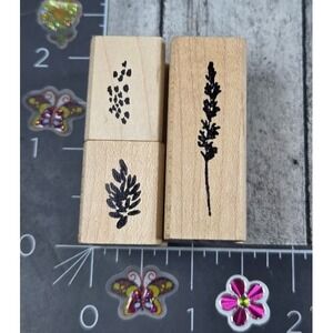 Art Impressions Plants Leaves Lot of 3 Rubber Stamp Wood #V10